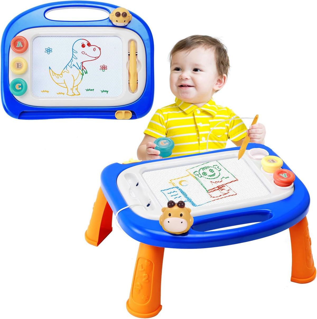 vusum magnetic drawing board for toddlers with four color zones, pen and legs