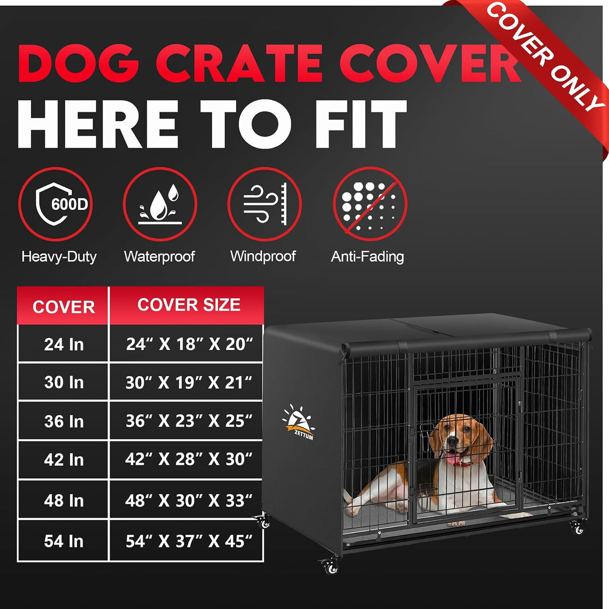 Zettum Dog Crate Cover 48 Inch - 48.0"L x 31.0"W x 31.0"H - image 3