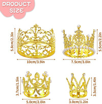 COIDEA gold crown cake toppers in four sizes with crystals and pearls - view 3