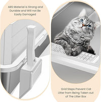 XXXL Stainless Steel Litter Box,Extra Large 28" L x 20" W Metal Litter Box for Big Cats & Multiple Cats with High Sided, Anti-Urine Leakage, Non-Sticky, Easy Cleaning, Include Scoop(White