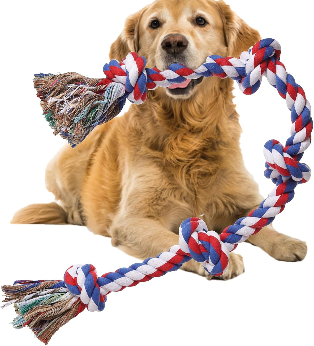 XIGOU Dog Rope Toys for Large Dogs Aggressive Chewers - Red / 5 Knots