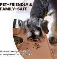 VIVAGLORY Pet Food Mat Flexmat Dog Bowl Mat, S - Khaki / S (18.9 x 11.8in) - image 3