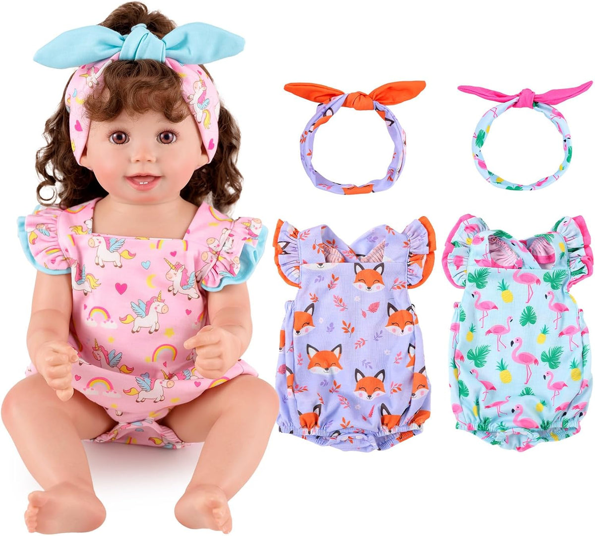 BABESIDE Reborn Baby Doll Clothes for 18-20 Inch Dolls - Pink/Blue/Green