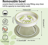 Ceramic Elevated Slow Feeder Cat Bowl, Anti Vomit - Green - image 2