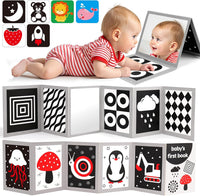 Black and White Baby Toys Tummy Time Mirror High Contrast Book Flash