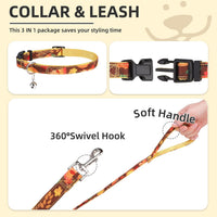 PUPTECK Dog Harness, Collar and Leash Set No Pull for Small Medium Sized – Essentials for Dogs - Brown&Yellow (Fall) / L (CHEST 18"-20") / Patterned Harness Collar and Leash Set - image 4