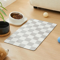 Checkered Dog Feeding Mat - 24"L x 16"W / Grey