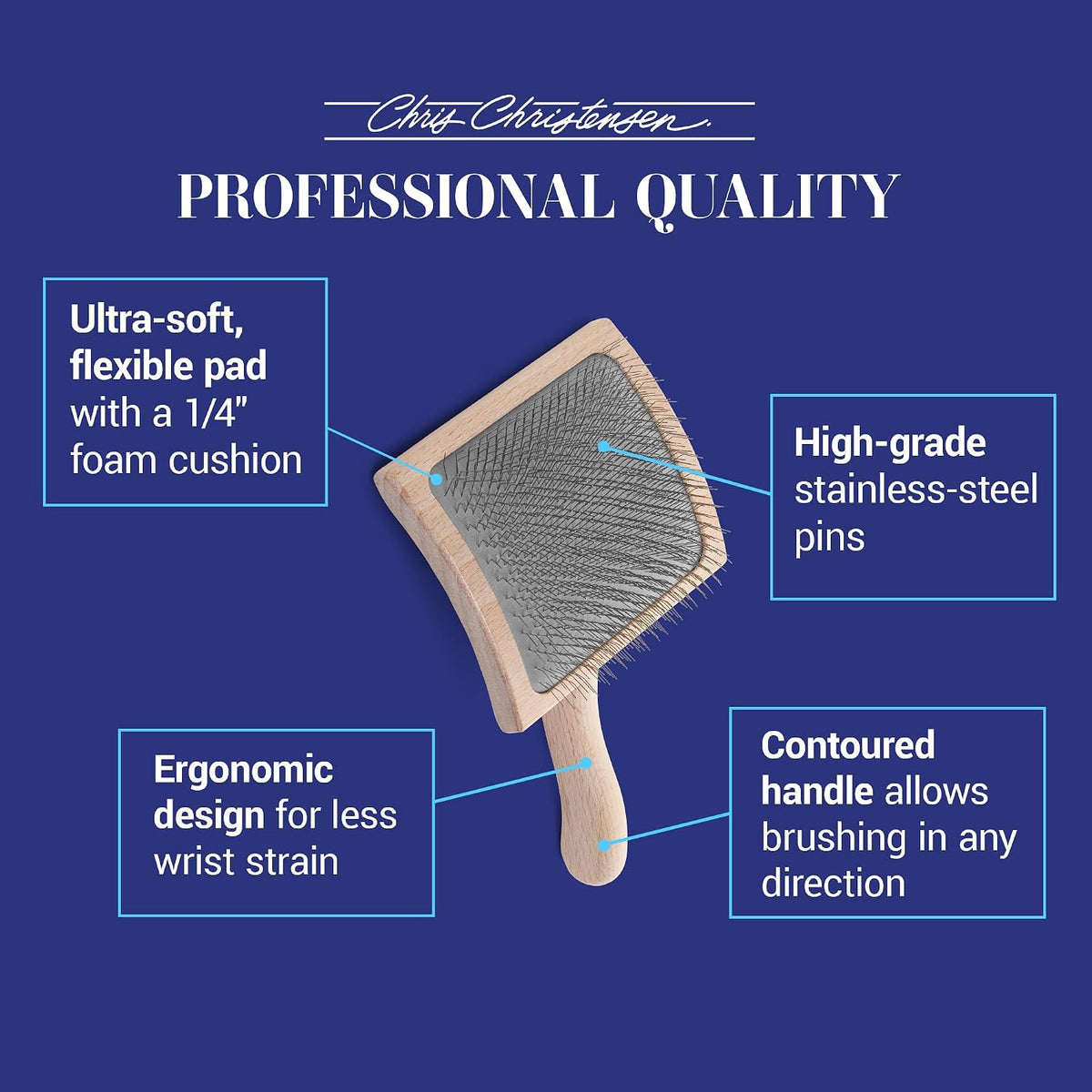 Chris Christensen Mark I Slicker Brush for Dogs - Mark VII Large Curved Back - image 4