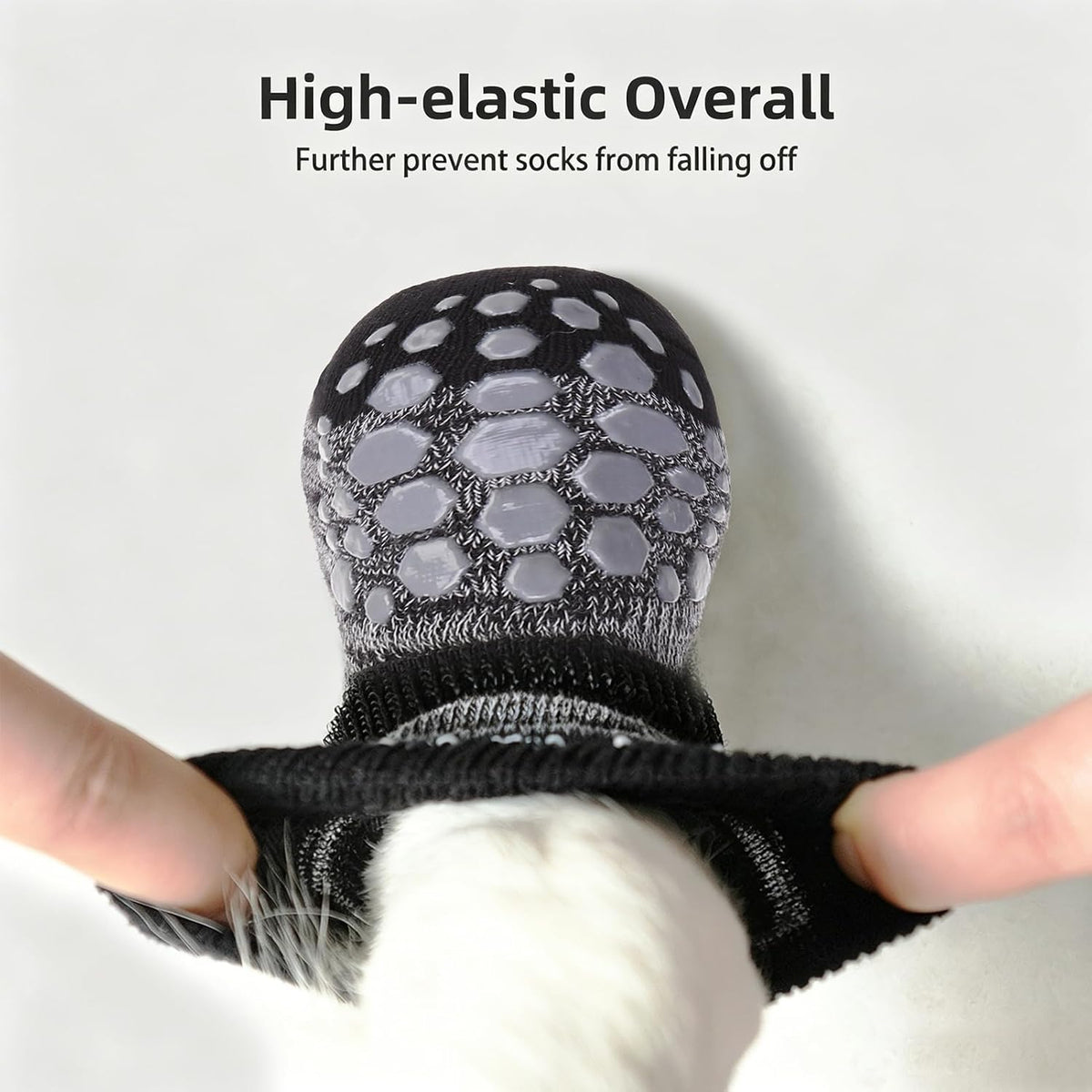 PUPTECK Anti-Slip Dog Socks with Double Sides Grips for Small Medium - Black(Striped) / X-Large (4 Count) - image 2