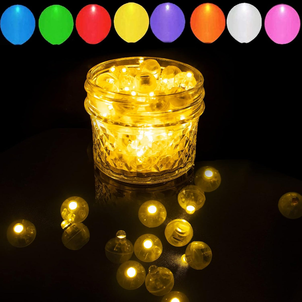 50pcs White LED Balloon Lights - 100PCS / Yellow - image 4