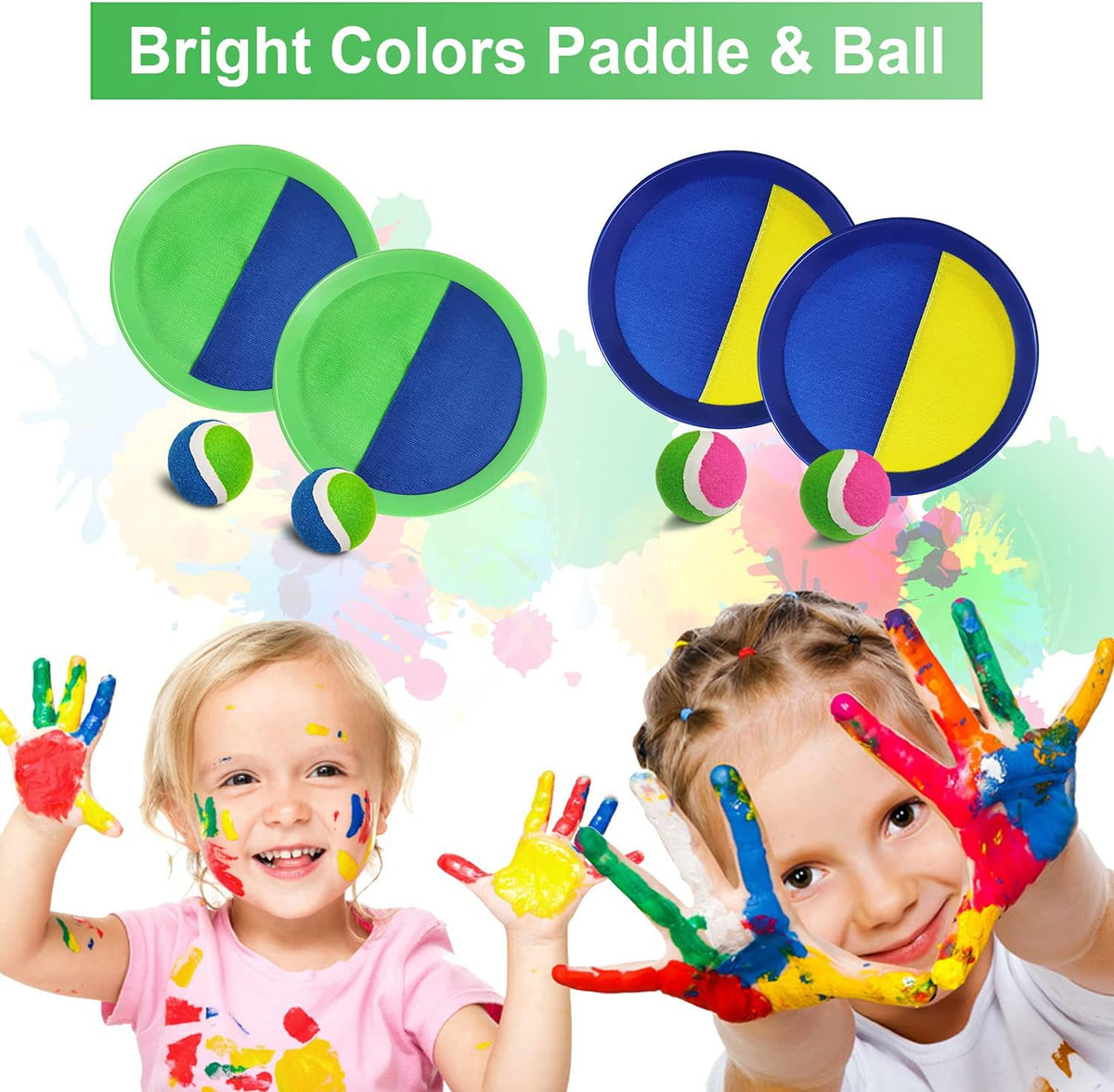 Jalunth Ball Catch Set Games Toss Paddle - Green / 2 - image 4