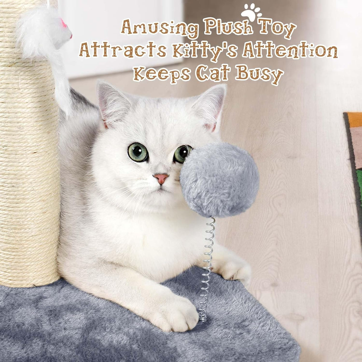 ANWA 32" Tall Sisal Cat Scratching Posts Tree for Indoor Cats Adults - Basic Cat Post Gray - image 3