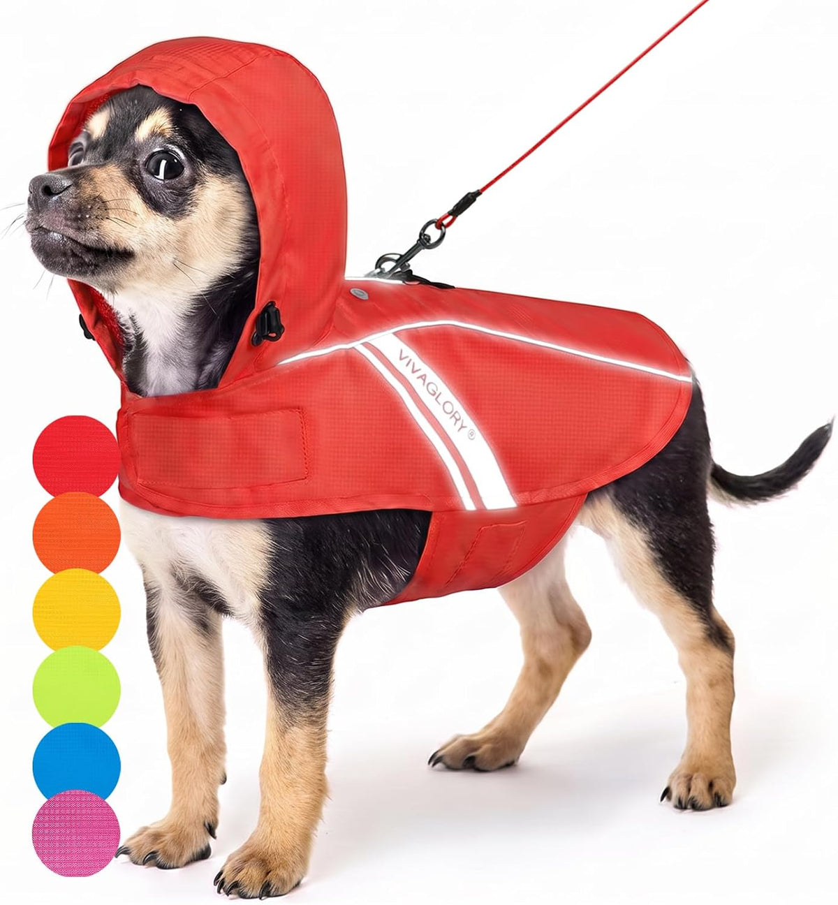 VIVAGLORY Dog Raincoat Wetoff Dog Rain Coat, XS - Red / XXS (13"-15" chest girth)