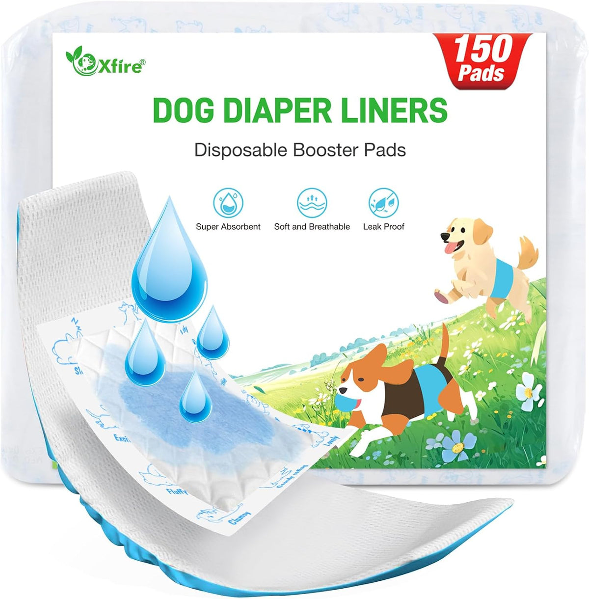 Dog Diaper Liners Booster Pads - Large-150Count