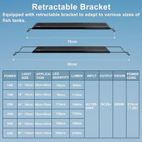 24/7 LED Aquarium Light, IP68 Waterproof Extendable Bracket Fish Tank Light with Timer, 7 Colors, 10 Level Adjustable Brightness, DIY Mode Full Spectrum Aquarium Plant Light for 30-36 Inch Fish Tank