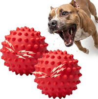 3.5''Durable Squeaky Dog Ball for 25-80lbs Aggressive Chewers – Essentials for Dogs - 2 PC-Beef-Red