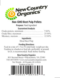 New Country Organics | Beet Pellets | Beet Pulp for Horses | Higher Fibre and Non-GMO | 40 lbs