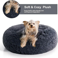 WNPETHOME Calming Dog Beds for Large Dogs, Anti-Anxiety Donut Large Pet Bed, Fluffy Faux Fur Plush Dog Bed，Warming Cozy Soft Round Pet Bed for Jumbo Dogs, Cat Cuddler Cushion Bed