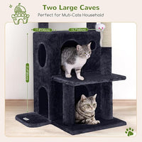 Globlazer Cat Tree Tower for Indoor Cats, 50-inch Adult Cat Tree House for Large Adult Cats with Steps, Scratching Post, 2 Cat Caves, Dangling Toys, FC50, Dark Grey
