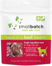 smallbatch Pets Premium Freeze-Dried Beef Heart Treats for Dogs and Cats, 3.5 oz, Made and Sourced in The USA, Single Ingredient, Humanely Raise Meat, No Preservatives or Anything Artificial Ever