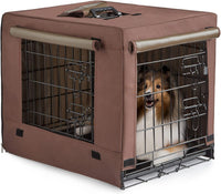 DONORO Dog Crates for Small Size Dogs Indoor Double Door Dog Kennels - Brown / 24.0"L x 18.0"W x 20.0"H