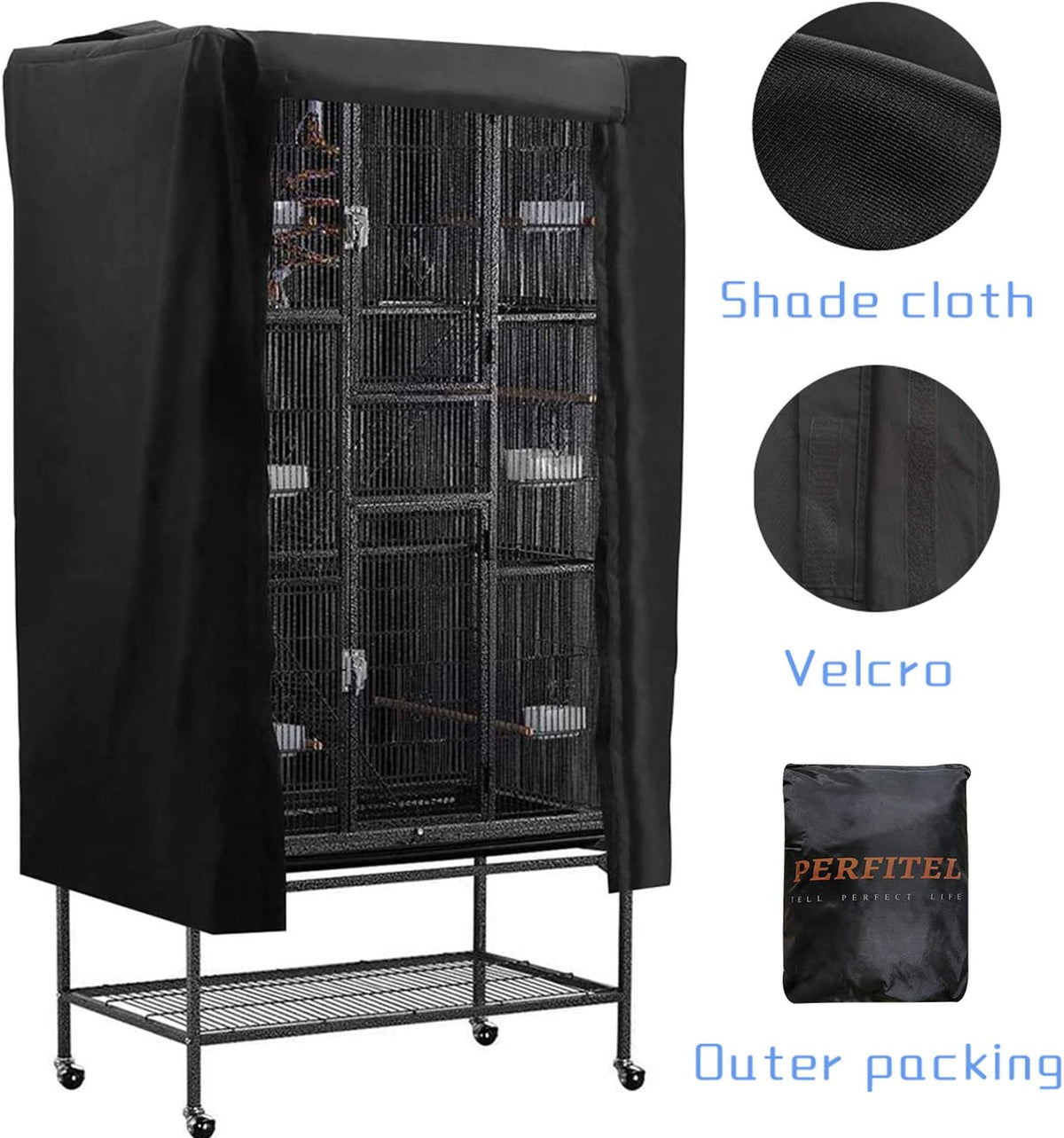 Universal Bird Cage Cover Black Good Night Blackout Birdcage Cover – Essentials for Birds - image 3
