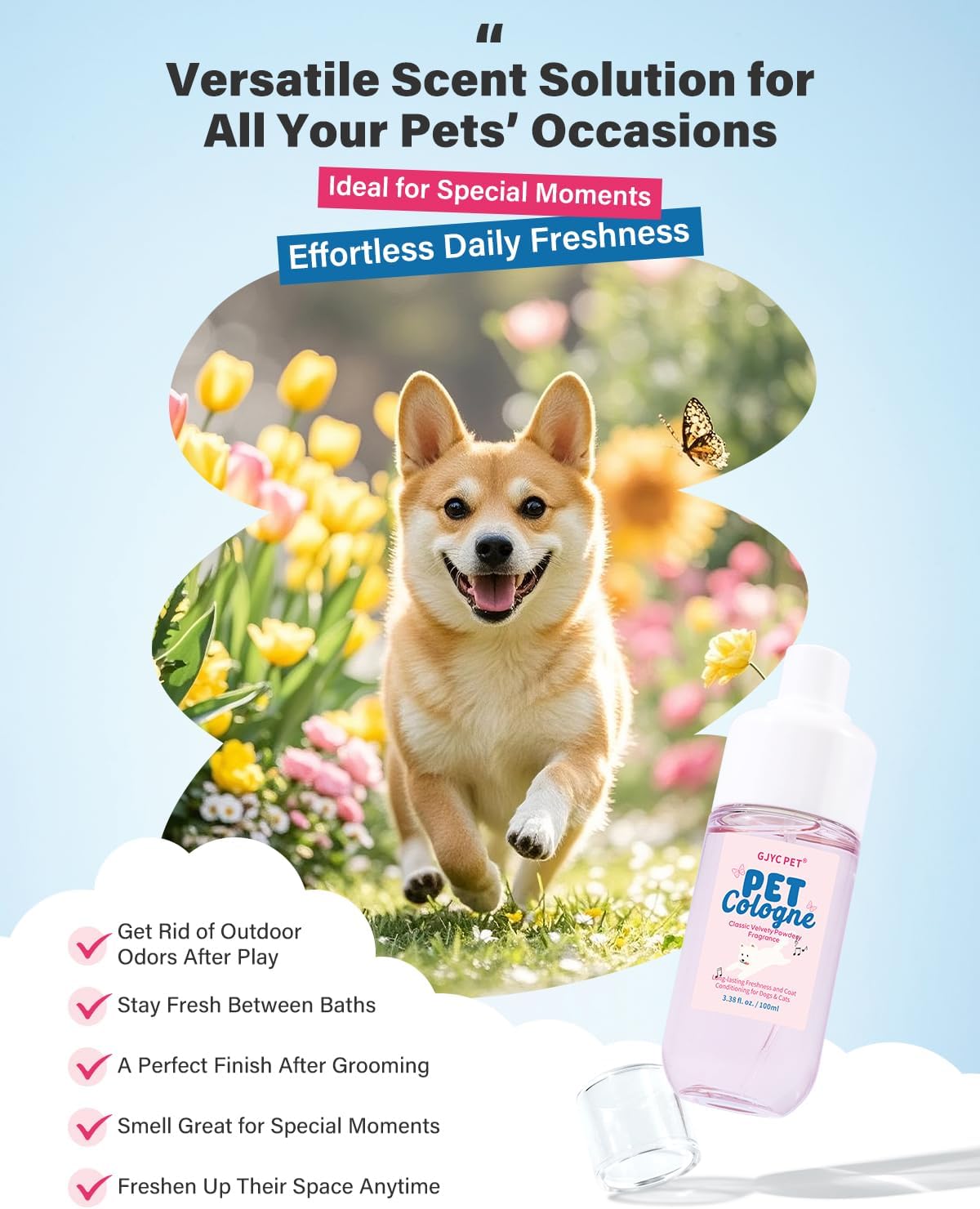 Dog & Cat Cologne, Long-Lasting Classic Powdery Scent - image 3
