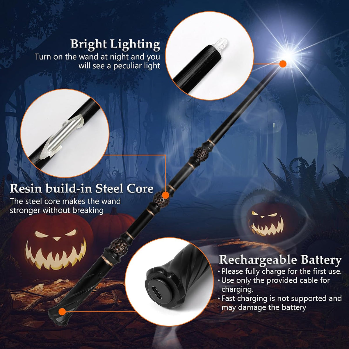 ChampWe Light Up Magic Wizard Wand Rechargeable Illuminating Toy - Hive - image 2
