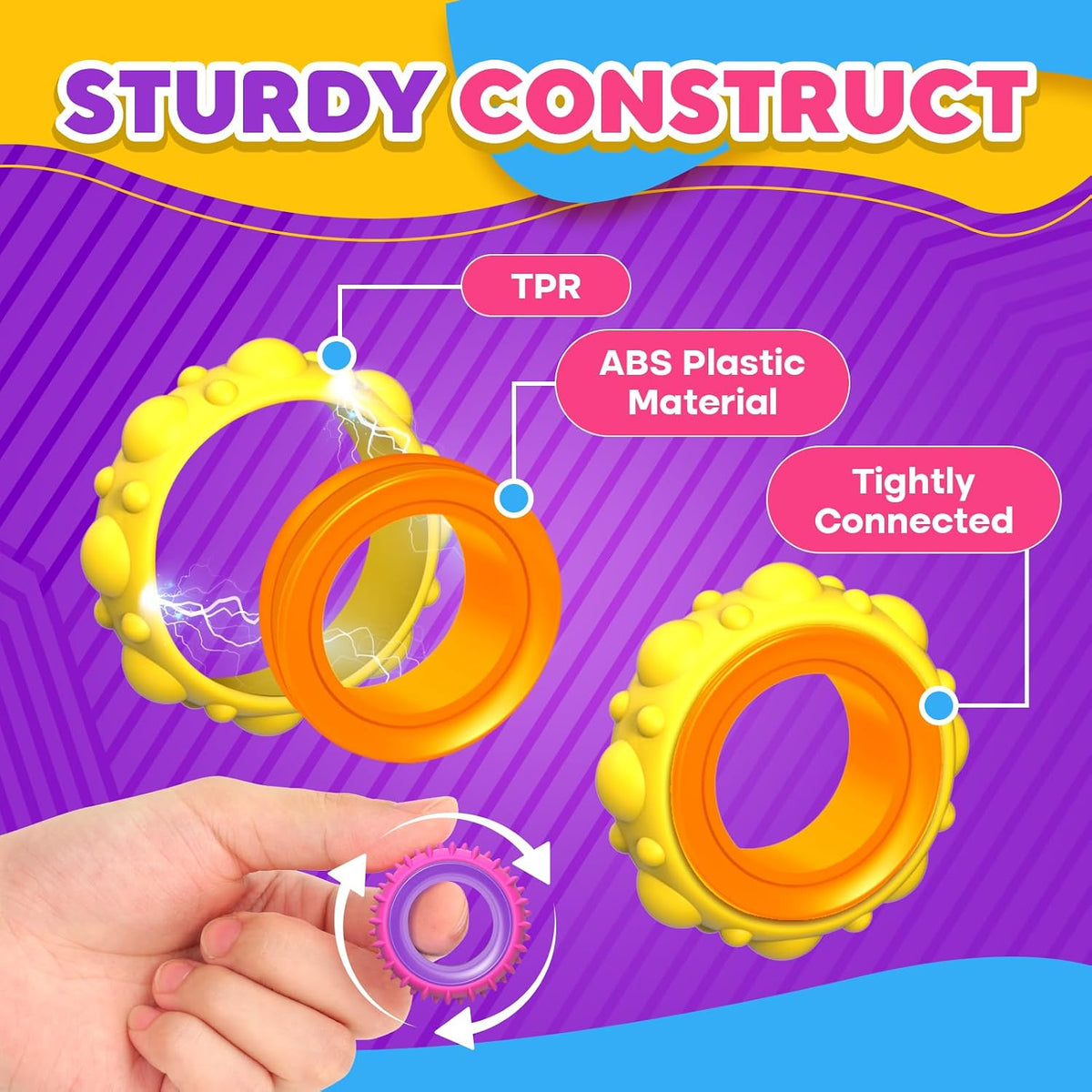 Fidget Toys Sensory Rings for Kids: 12 Pack Finger Spinner Rings - 12pcs - image 3
