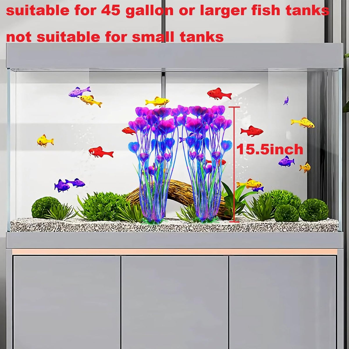 AQUANEAT Artificial Fish Tank Plants - Purple - image 3