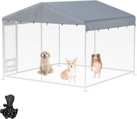 5x10 FT Dog Kennel Cover 900D Waterproof UV Outdoor Roof Replacement - Gray / 10'L x 10'W