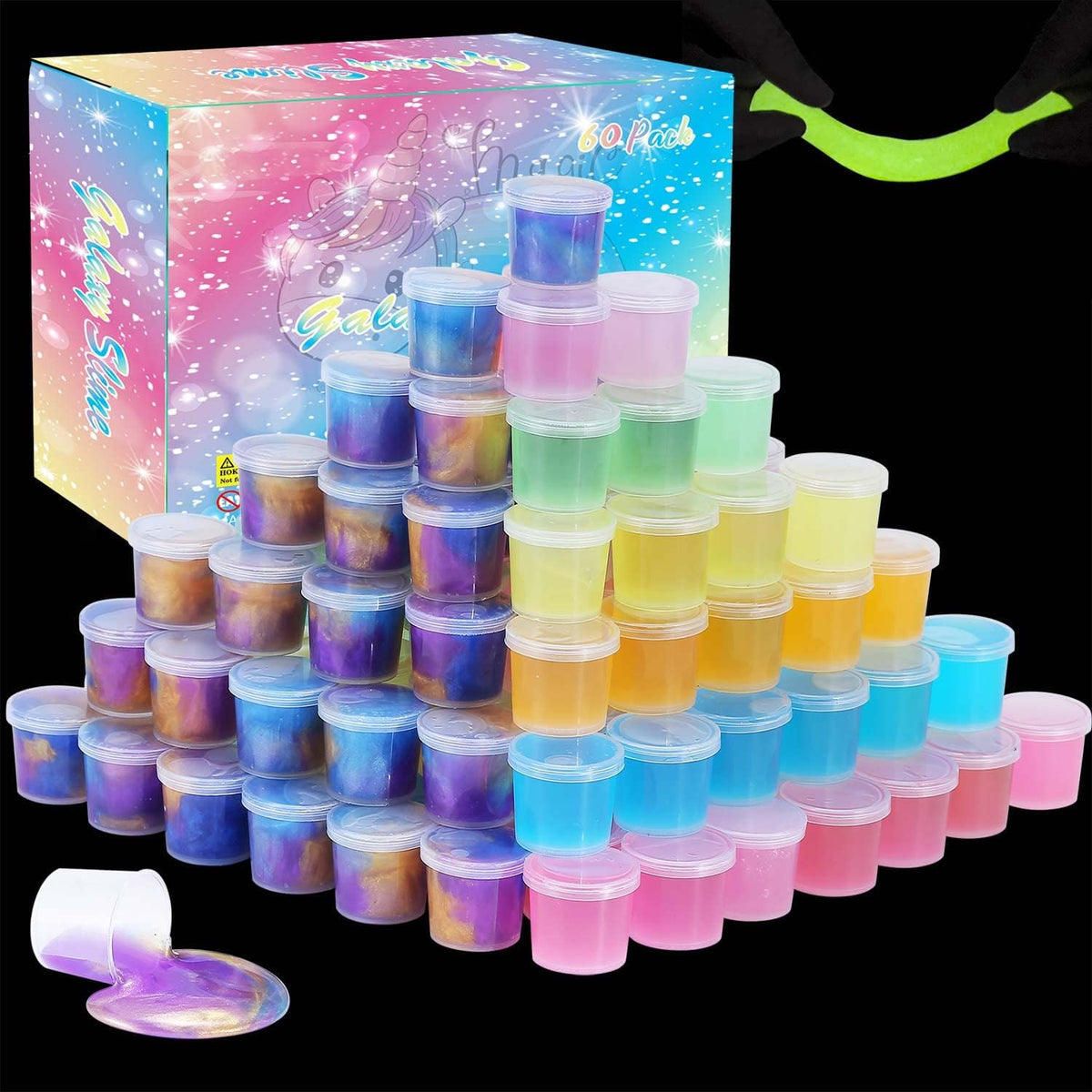 Galaxy Slime Party Favors 30 Pack, Stretchy, Non-Sticky - Blue,green,orange,pink,purple