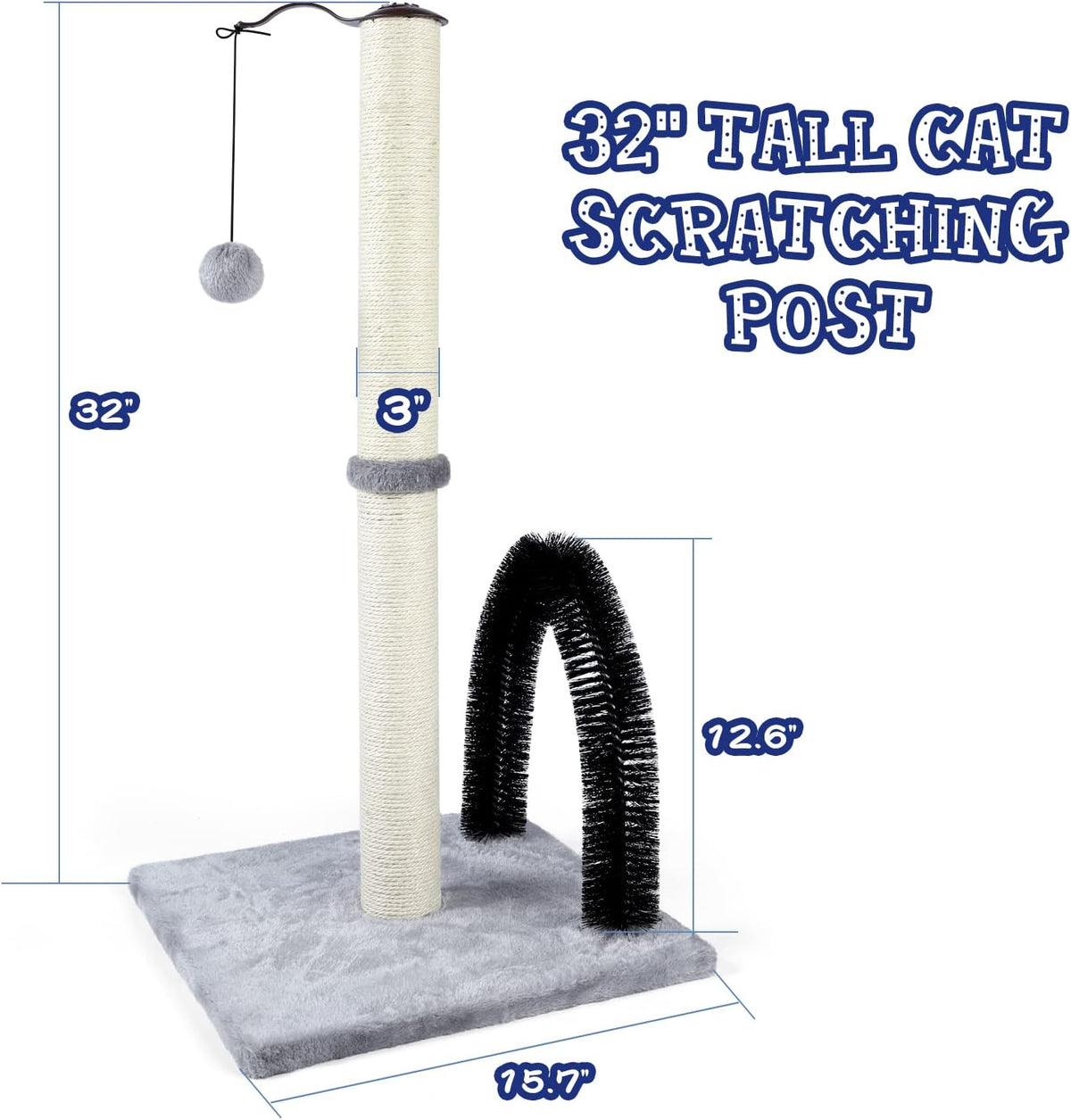 ANWA 32" Tall Sisal Cat Scratching Posts Tree for Indoor Cats Adults - Acrh Brush Cat Post - image 2