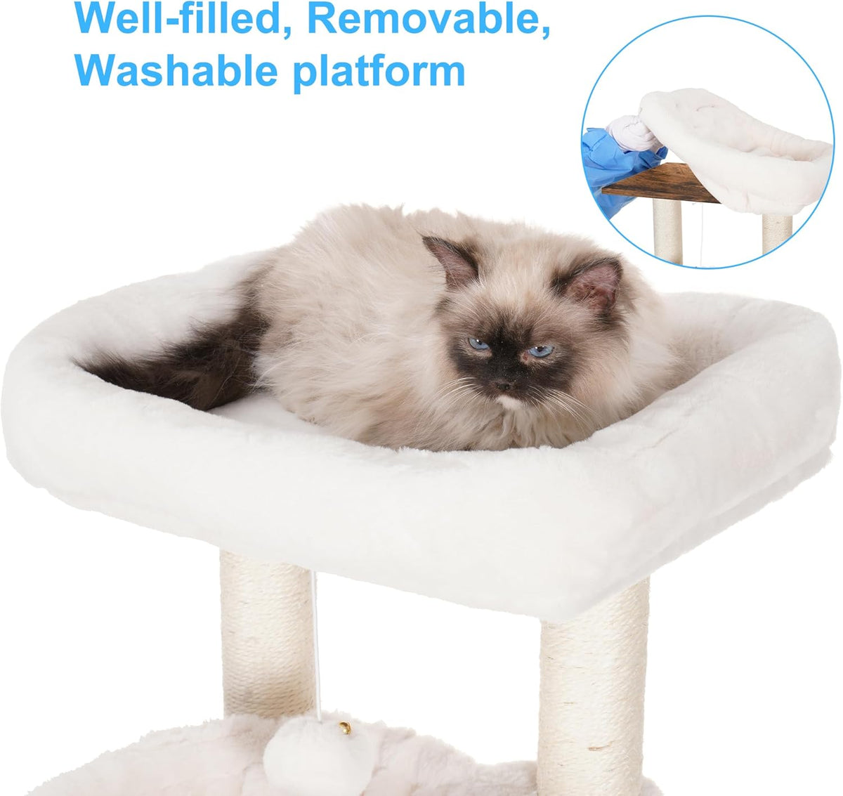 Hey-brother Cat Tree Tower - XL (28.4"×17.7"×61.0") / Rustic Brown - image 4