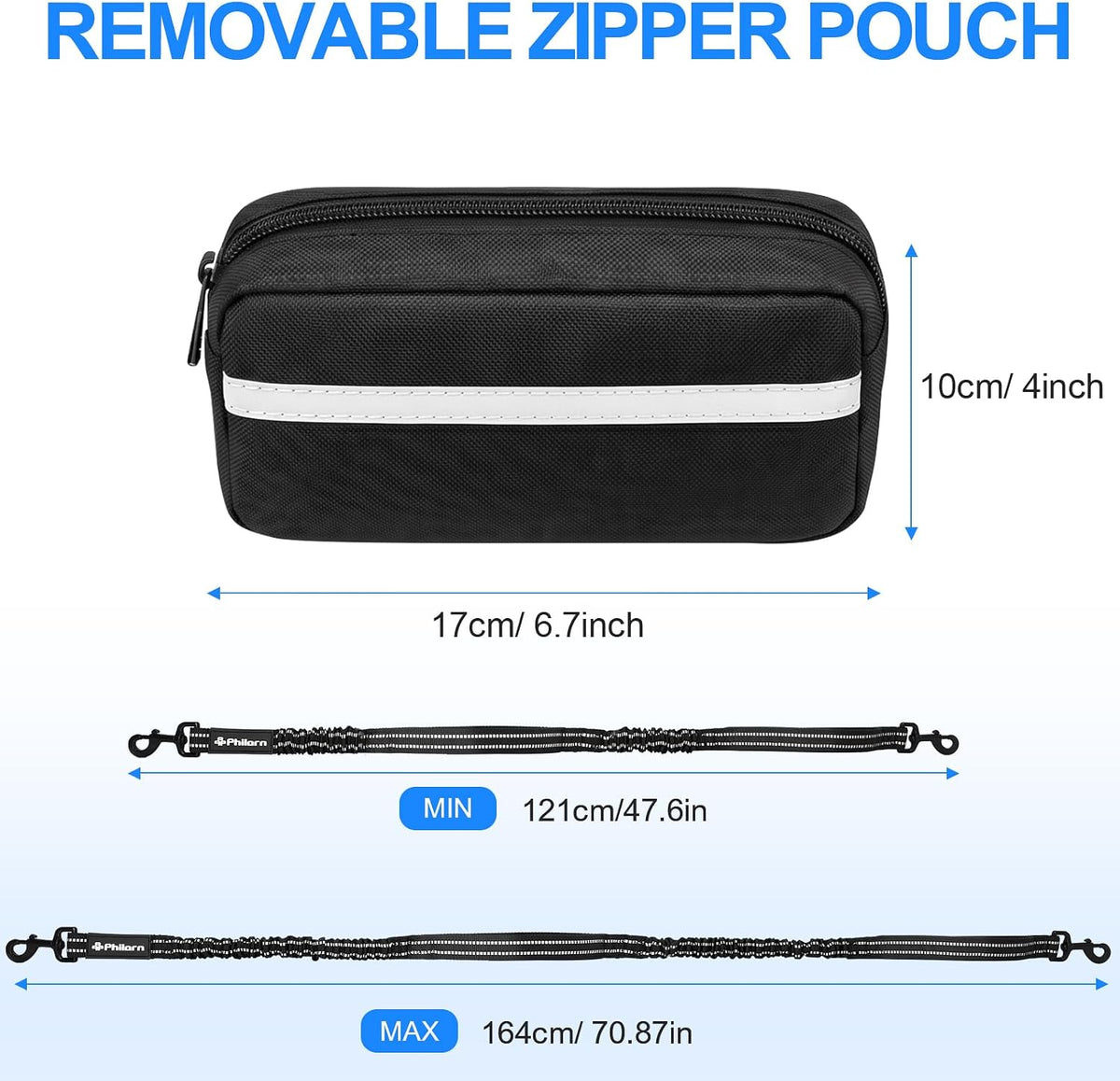 Philorn Hands Free Dog Leash for Dogs with Pouch - Black for 2 - image 2