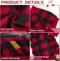 Cow Dog Sweater, Dog Winter Clothes for Small Medium Dogs Girl Boy Fleece Pet Pajamas for Winter - Milrong Plaid / X-Large(Chest:18.9-21.6") - image 3