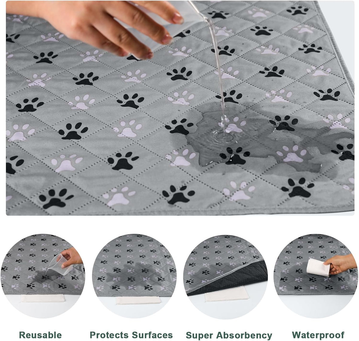 2 Pack 72"x 72" Waterproof Non Slip Wee pad，Reusable Washable Pee - 72x72 Inch (Pack of 2) - image 4