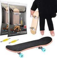 Charniol two mini wooden finger skateboards with wheels and screwdrivers