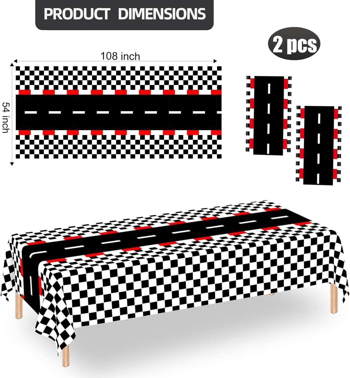 YOELVN race car party cones, six orange 7 inch traffic cones holding checkered flags - view 25