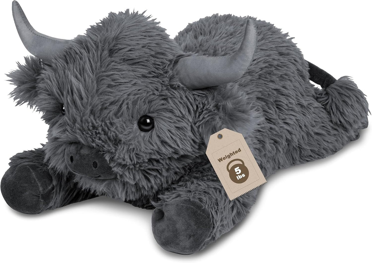 Wepop 5lbs Highland Cow Weighted Stuffed Animals 22in Giant Highland - Highland Cow-greyp