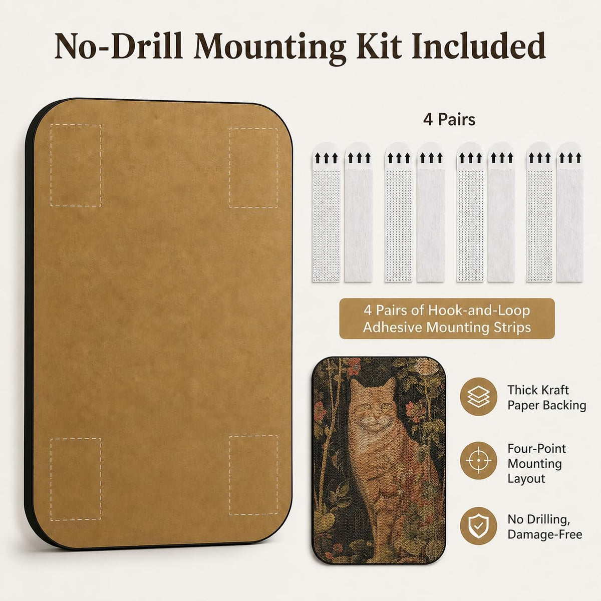 Cat Wall Scratcher, Art Cat Scratching Board for Indoor Cats – Essentials for Cats - Orange cat - image 4