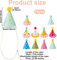 10pcs Colorful Mini Party Hats - Colorful Poms - image 2