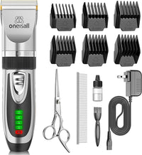 oneisall Dog Grooming Clippers with LED Display for Dogs & Cats – Essentials for Dogs - Silver