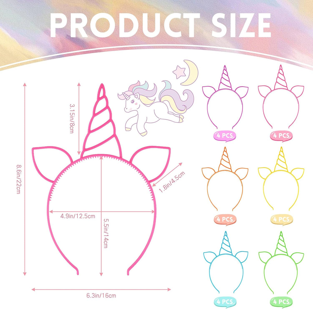 Zddaoole 24 Pcs Unicorn Headbands Unicorn Birthday Party Favors - 24 Pcs - image 2