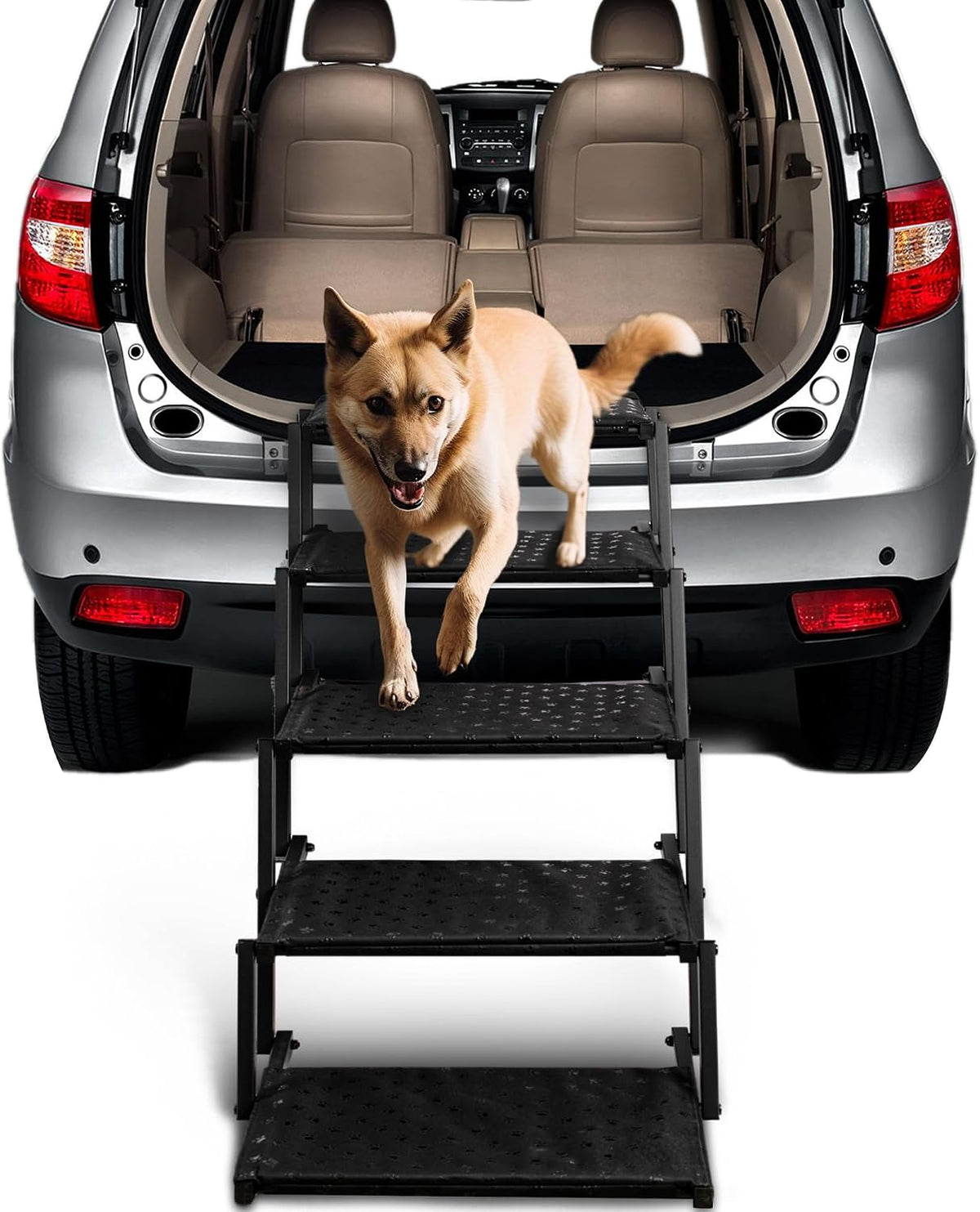 Foldable Dog Steps for Car SUV Truck - Standard 5 Steps / Black