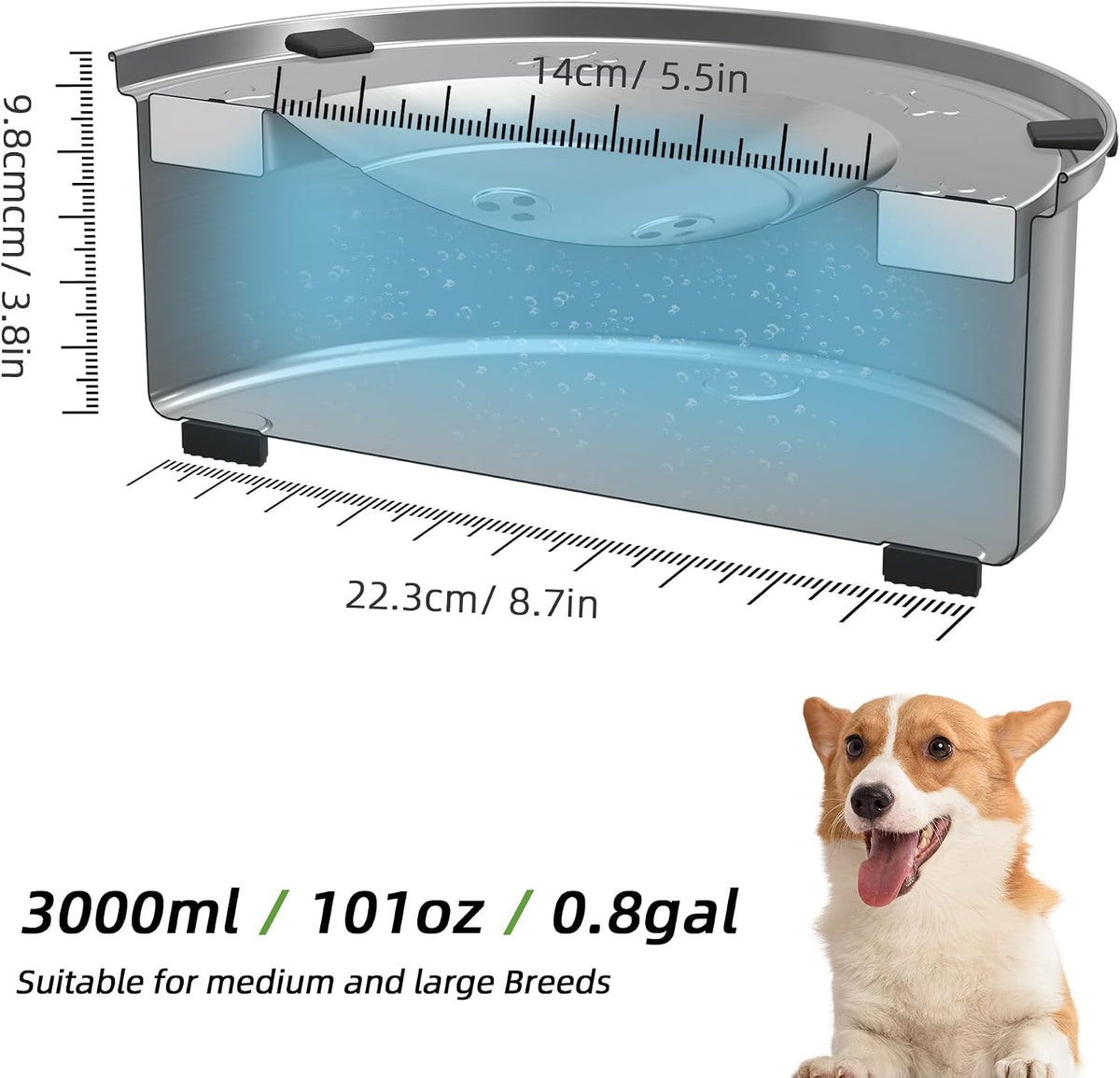 1L/0.26 Gallon Dog Water Bowl No Spill - 3 L - image 4