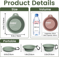 OHMO Collapsible Dog Bowls for Pet Travel, Coral&Brick Red - Steel 2x12oz / Coral&Sage Green - image 2