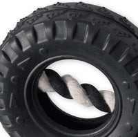 Pet Passion Natural Rubber Tire and Organic Cotton Rope Pull and Chew - Black / Large - image 3