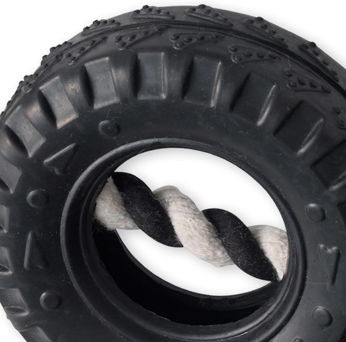 Pet Passion Natural Rubber Tire and Organic Cotton Rope Pull and Chew - Black / Large - image 3