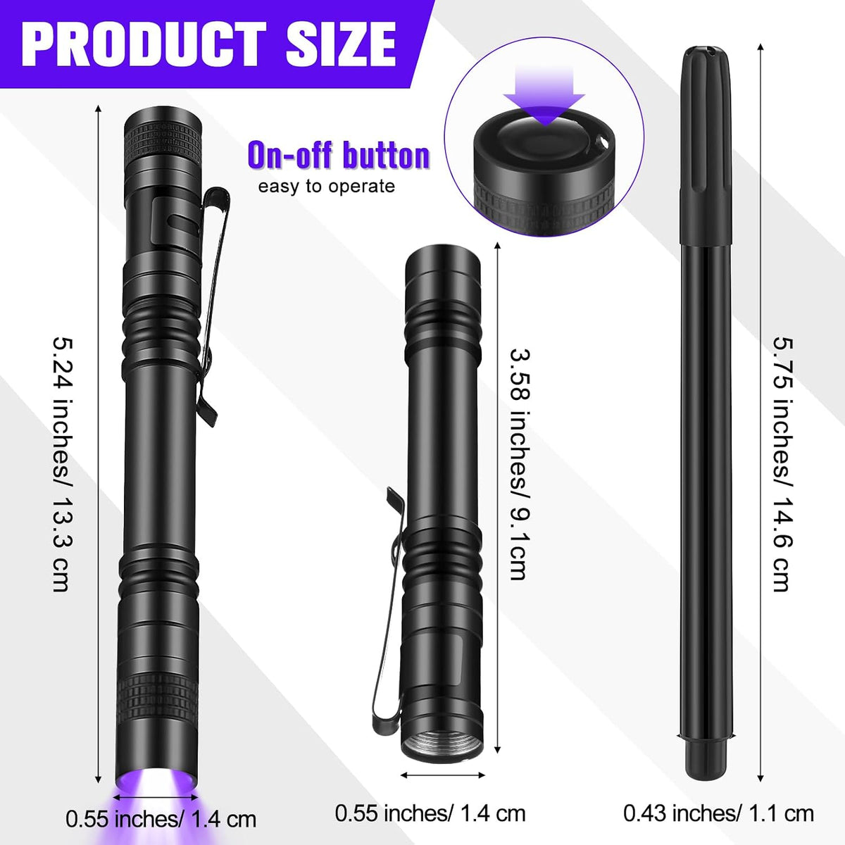 Tegeme 4 invisible ink pens with 4 mini UV marker flashlights in black - view 7